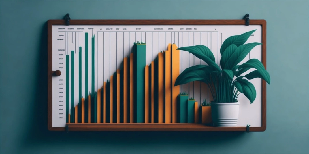 chart with bars next to a pot