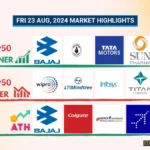 23 Aug 2024: Nifty 50 Closes at ₹24,811.5 (+0.16%), Bajaj Finserv & Bajaj Auto Shine with New All-Time Highs!